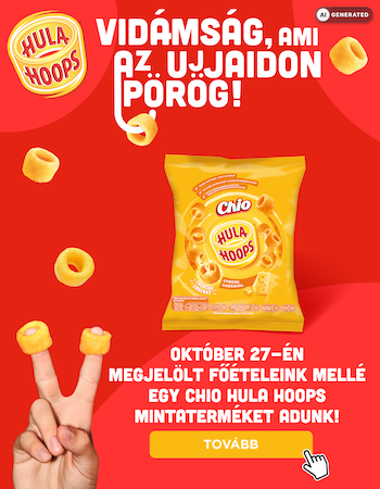 A megjelölt főételek mellé egy Chio Hula Hoops mintaterméket adunk!