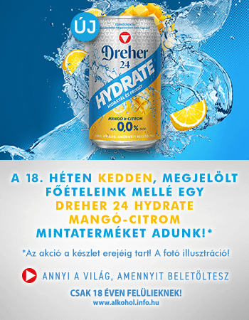 DREHER 24 HYDRATE MANGÓ-CITROM mintaterméket adunk a 18. héten! 